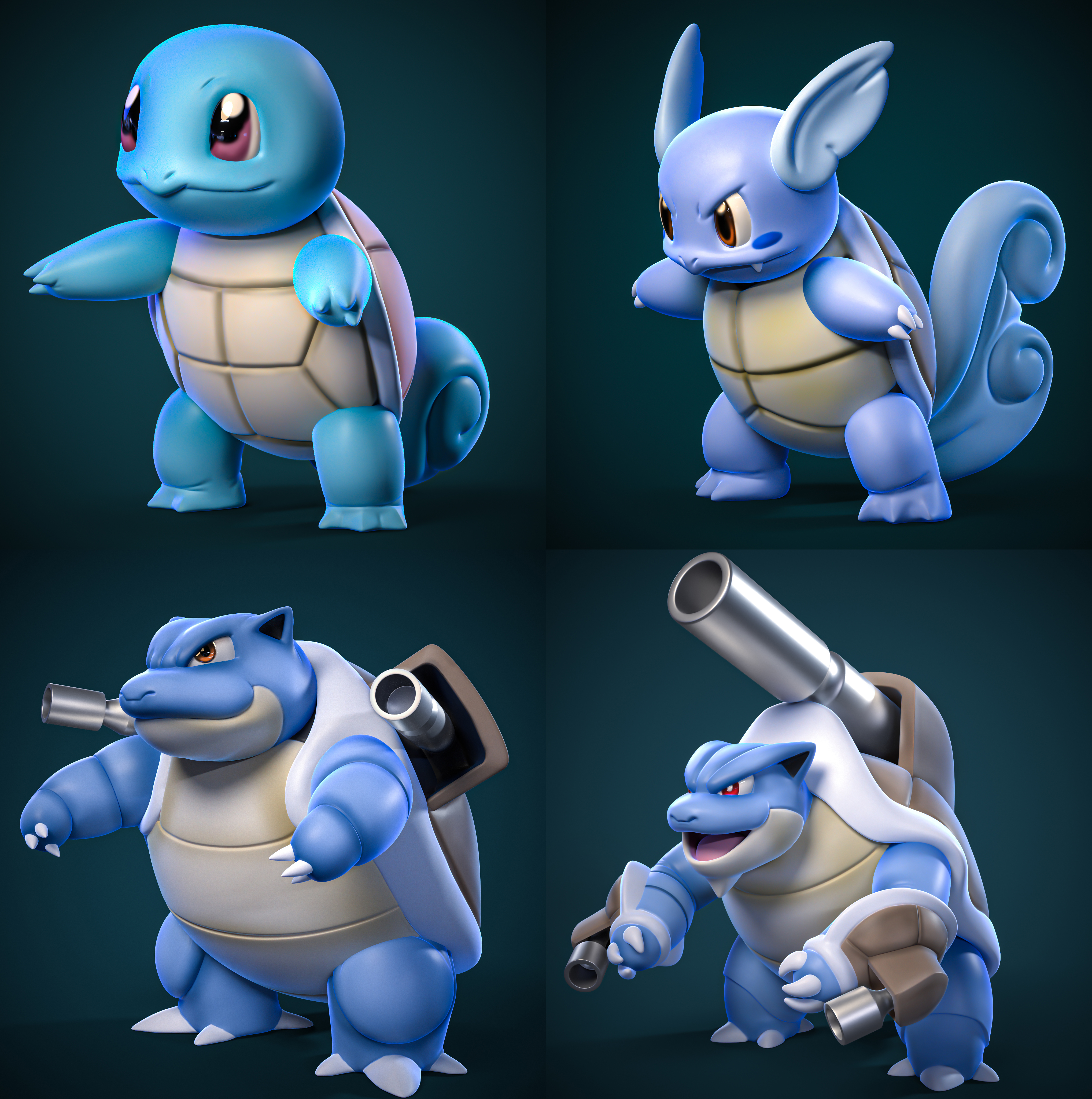 Stl file squirtle evolution ðãd printing design to downloadãcults