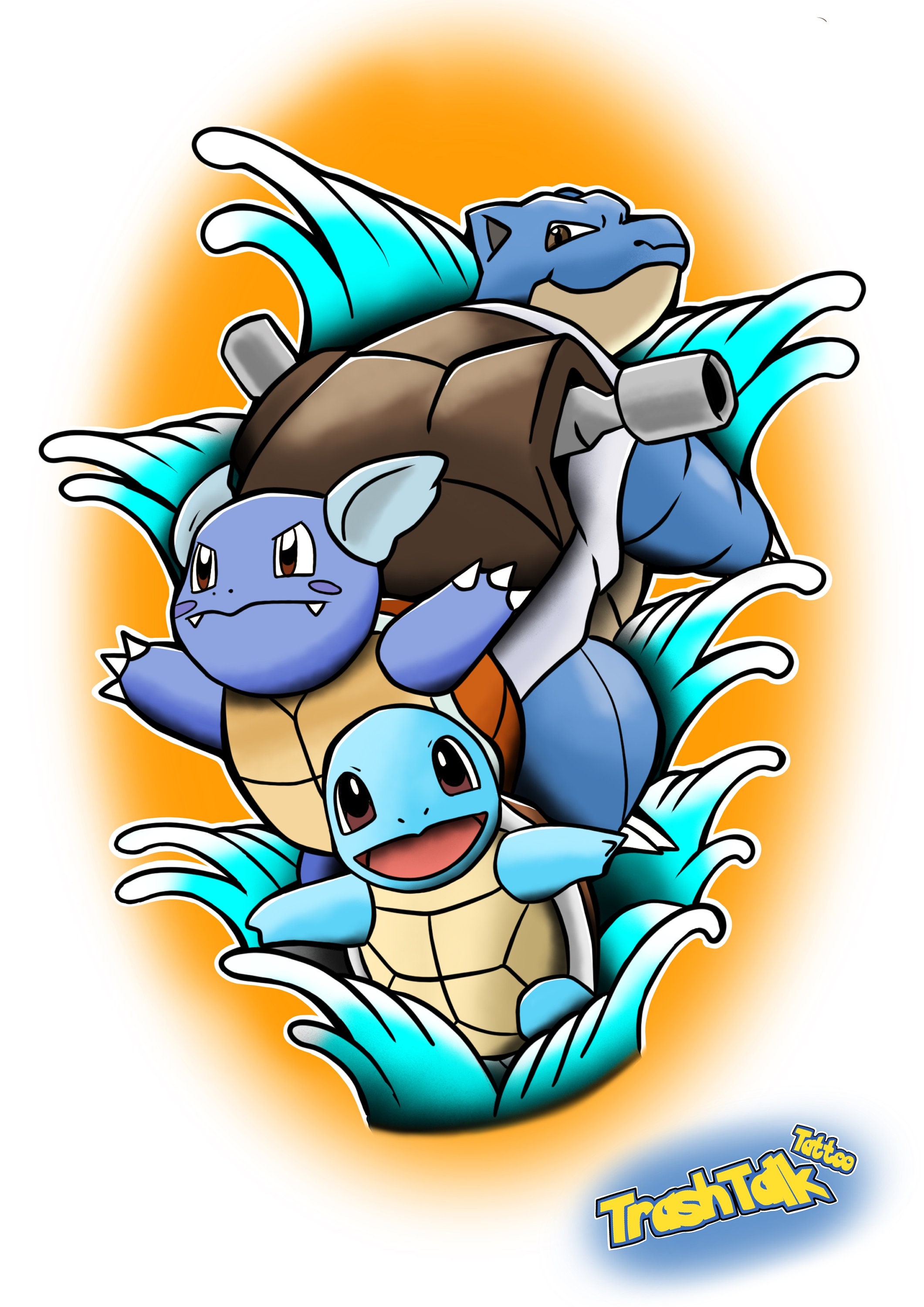 Squirtle evolution line digital print