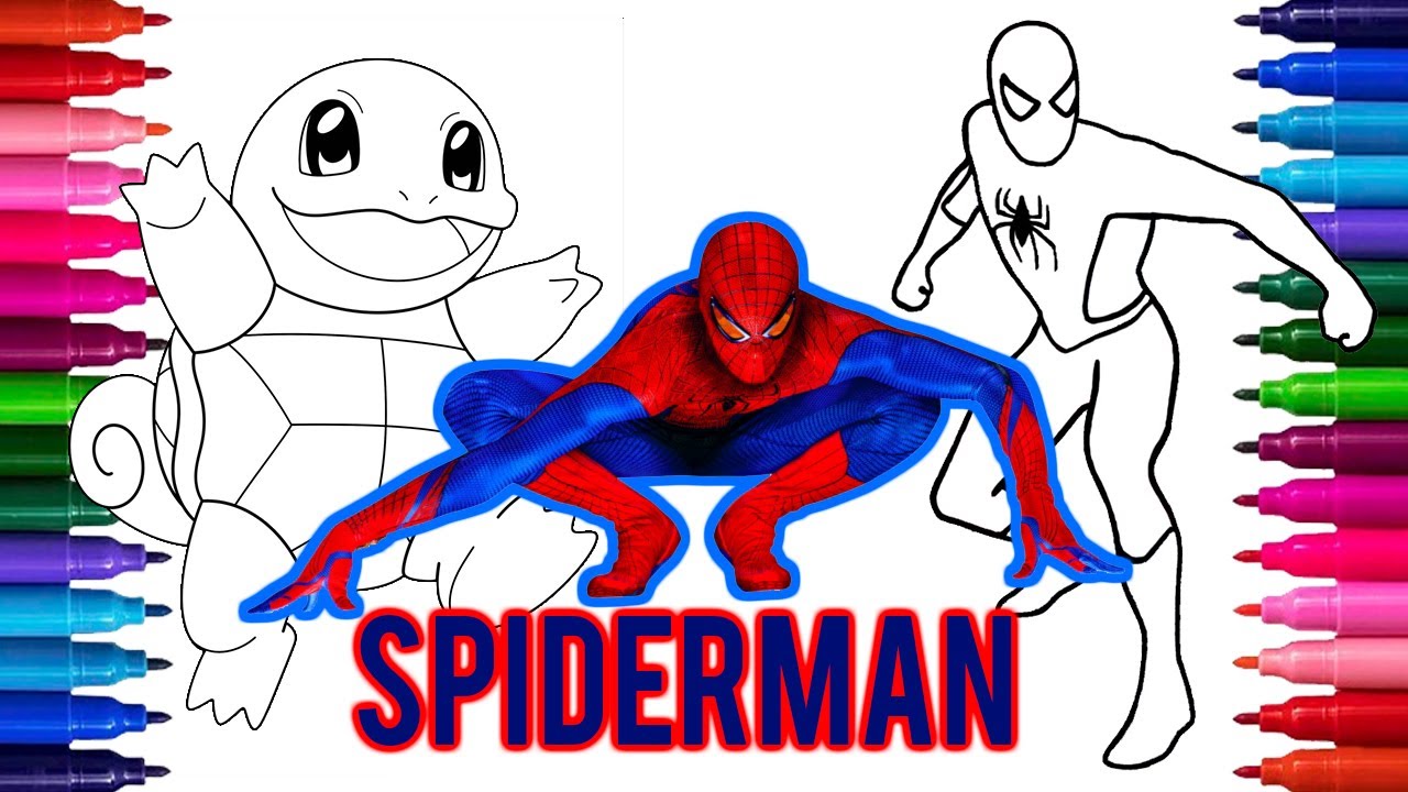 Siling squirtle pokeon avenger spideran coloring pages pokãon vs avengers ebers superheroes