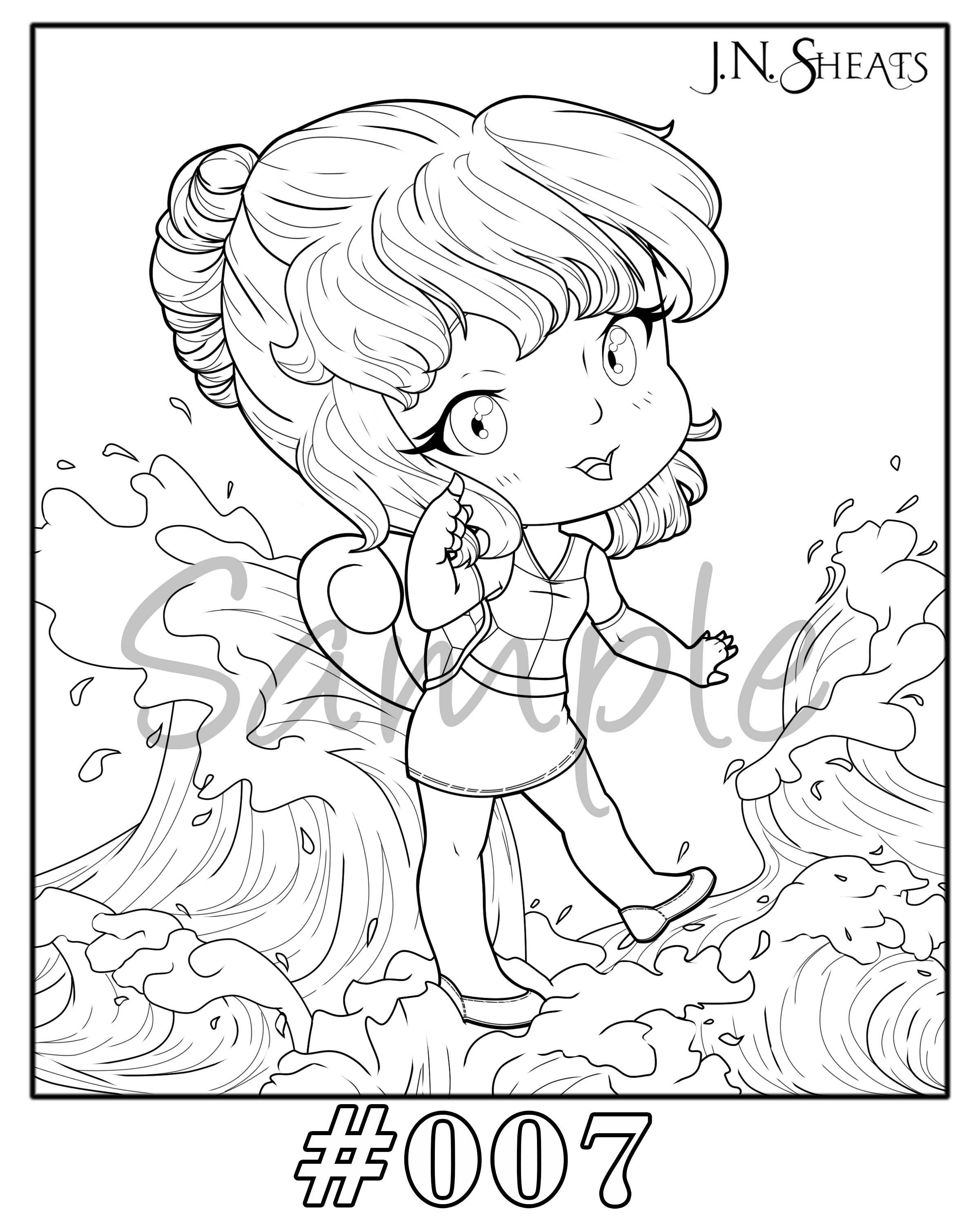 Cosplay pokemon chibi squirtle single coloring page digital download