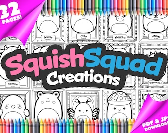 Squishmallow character coloring pages mega bundle pages printable squishmallow coloring book downloadable x coloring sheets