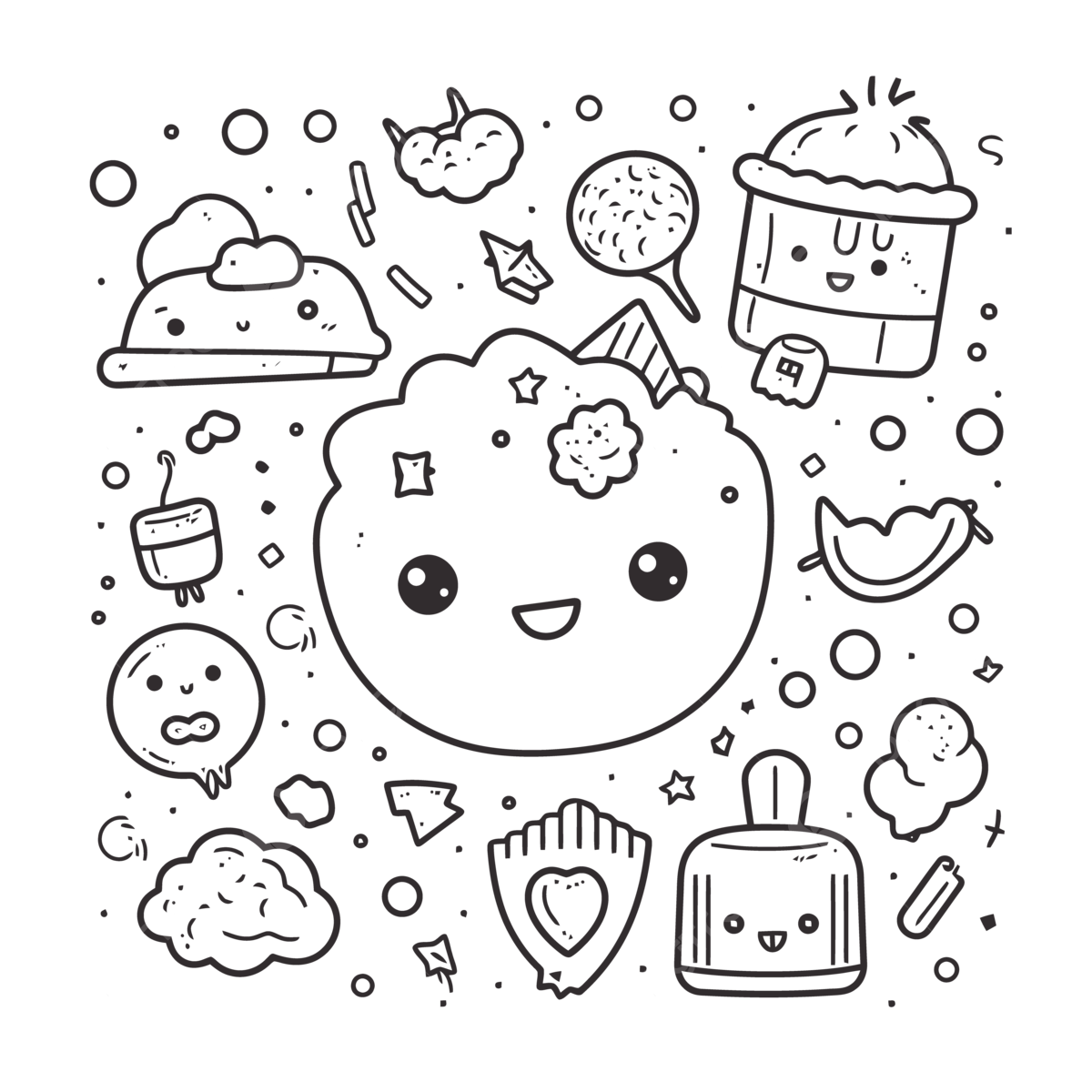 Black and white image of a squishy kawaii coloring page with illustrations outline sketch drawing vector kawaii drawing wing drawing rat drawing png and vector with transparent background for free download