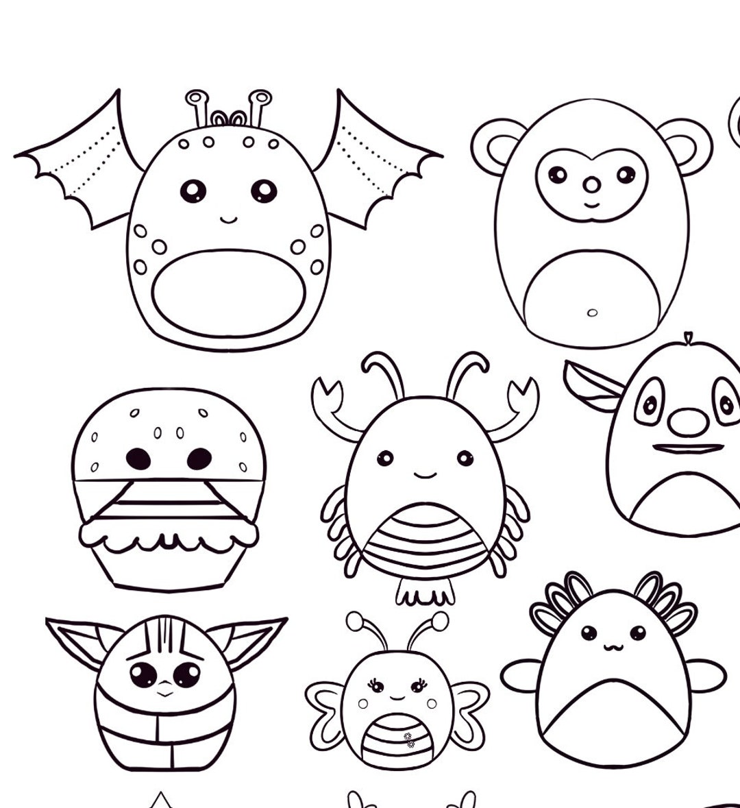 Squishy colouring sheet instant download