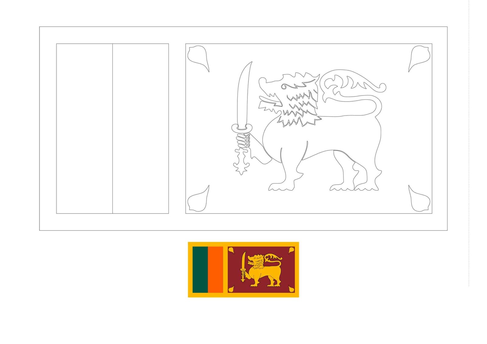 Flag of sri lanka coloring page