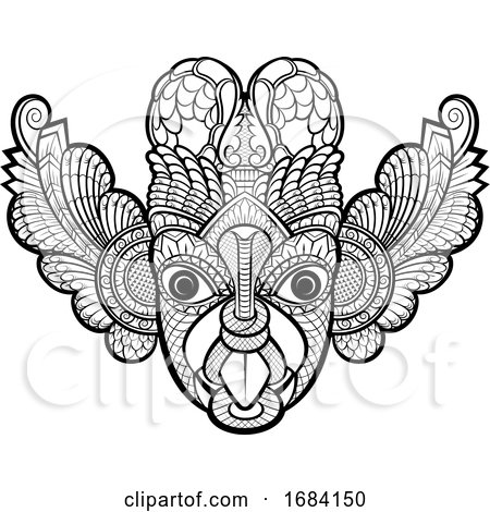 Black and white traditional sri lanka devil mask by lal perera