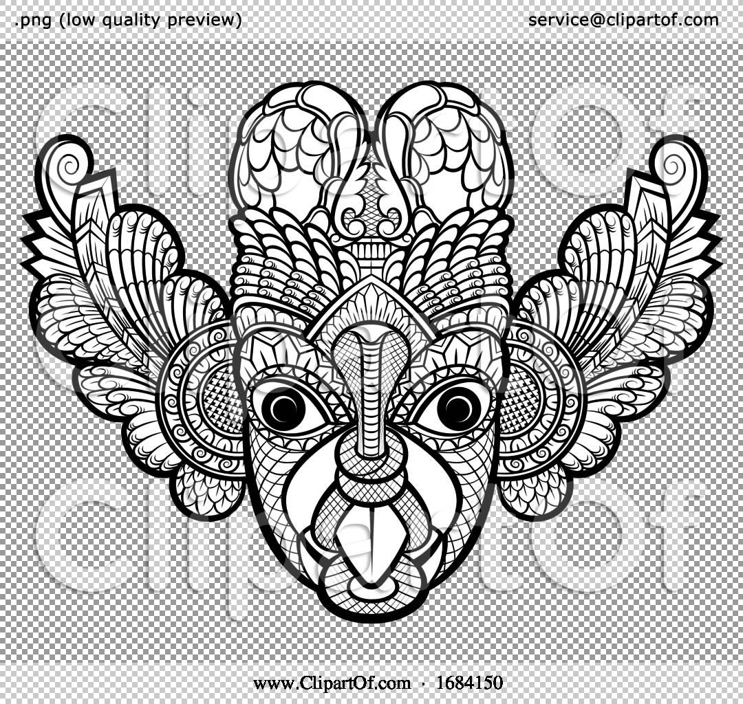 Black and white traditional sri lanka devil mask by lal perera