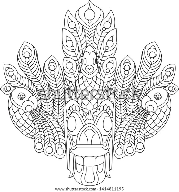 Sri lankan traditional devil mask stock illustration