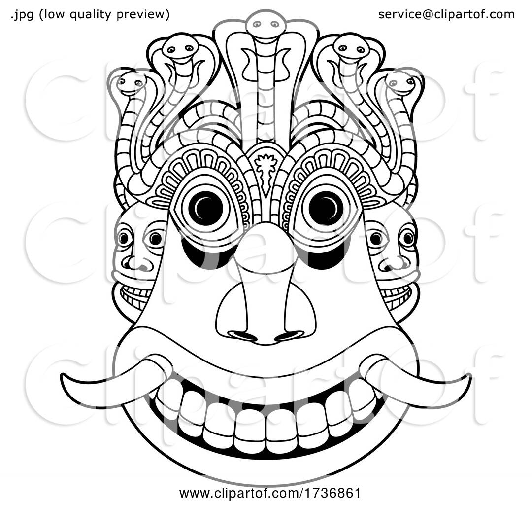 Raksha mask in black and white by lal perera