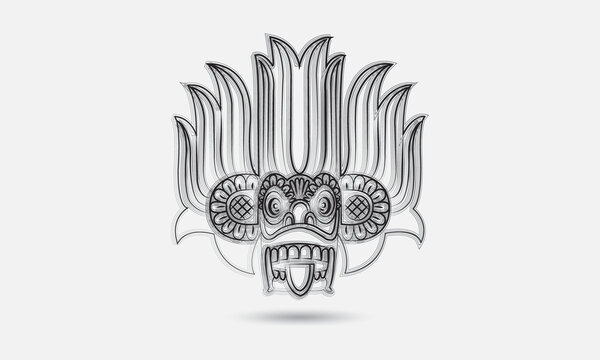 Sri lankan traditional devil mask black and white vector illustration