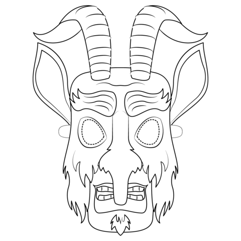 Krampus mask coloring page free printable coloring pages
