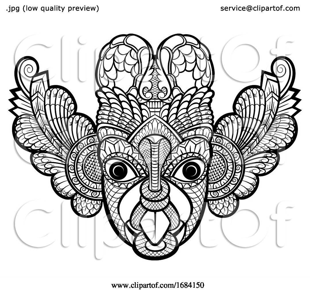 Black and white traditional sri lanka devil mask by lal perera