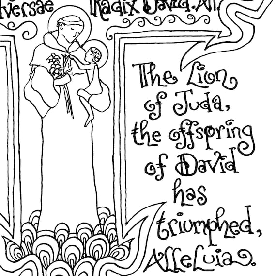 Printable saint anthony catholic coloring page for all ages christ child patron of lost objects homeschool re rcia retreat activity
