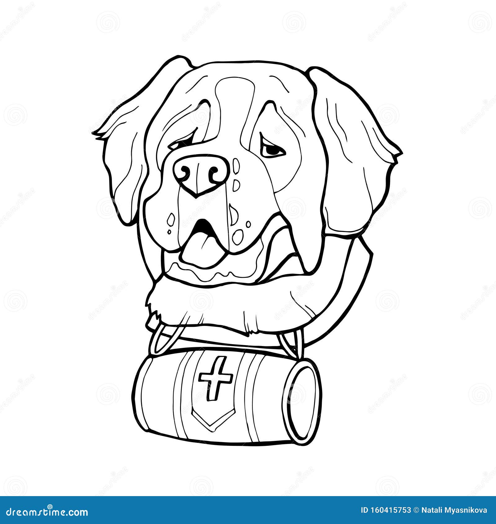 Saint bernard dog head freehand pencil hand drawn pattern zen art ornate vector coloring book page stock vector