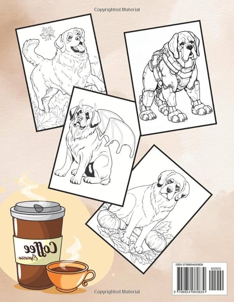Saint bernard coloring book for kids adults with exclusive drawings easy and relaxing dog colouring pages in cute style for owner lover dad mom son daughter x inches pages