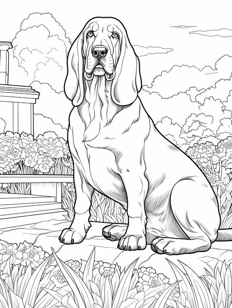 Premium ai image st bernard dog collar scene coloring pages for kids cartoon style