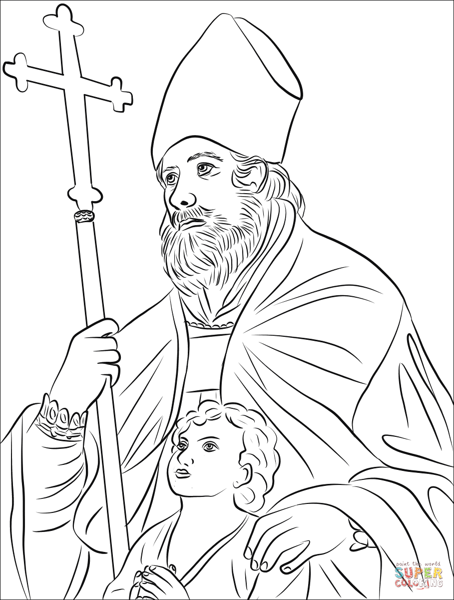 Saint blaise and a boy praying coloring page free printable coloring pages