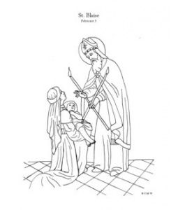 Feast of st blaise coloring page blessing of the throats on february rd catholic coloring sheets catholic coloring coloring pages