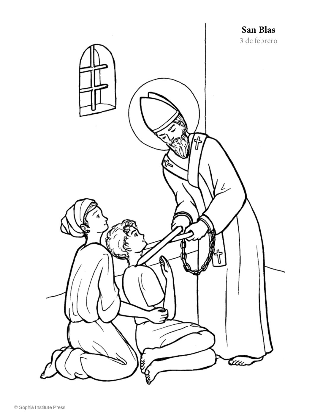 St blaise story and coloring page spanish