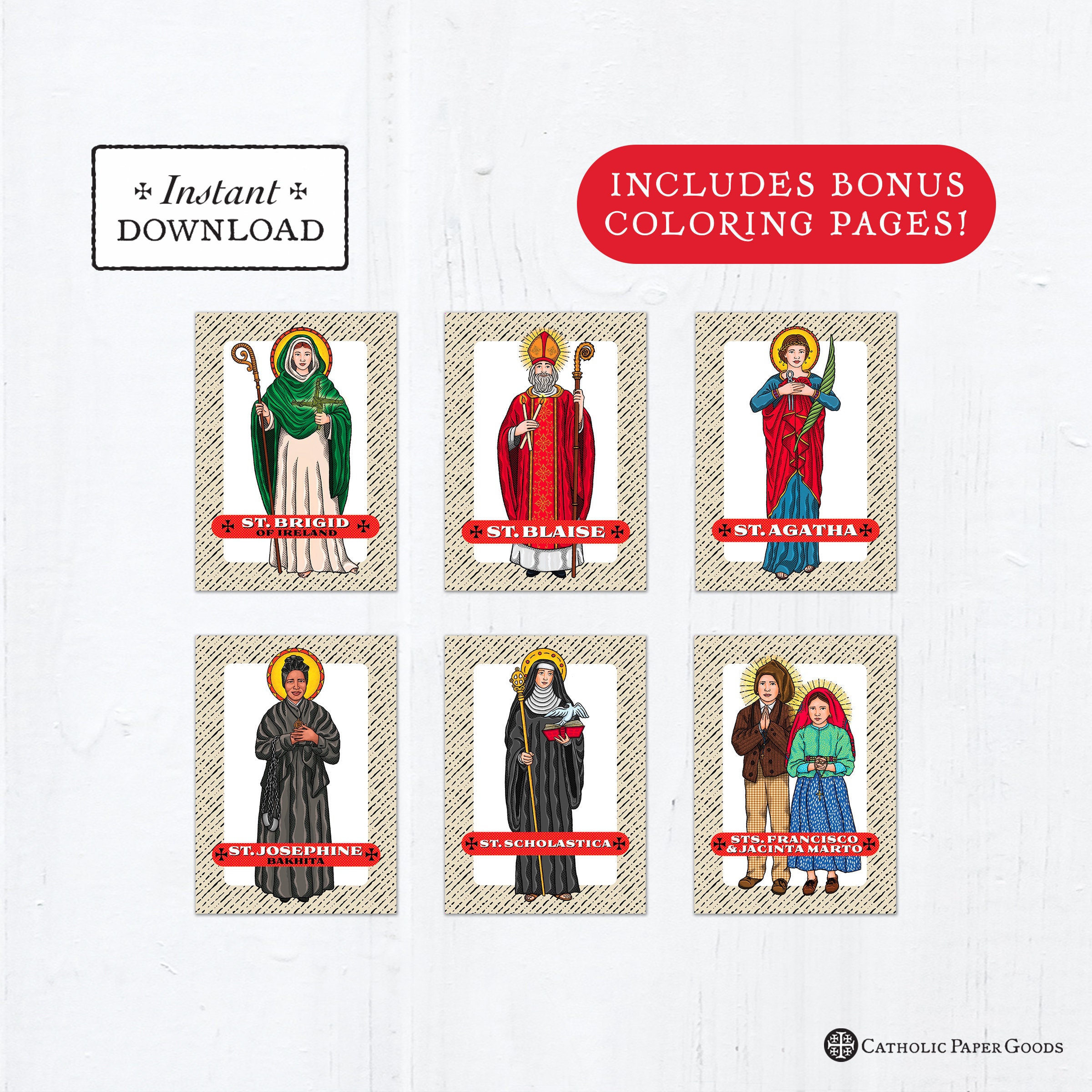 Catholic saint trading cards february set