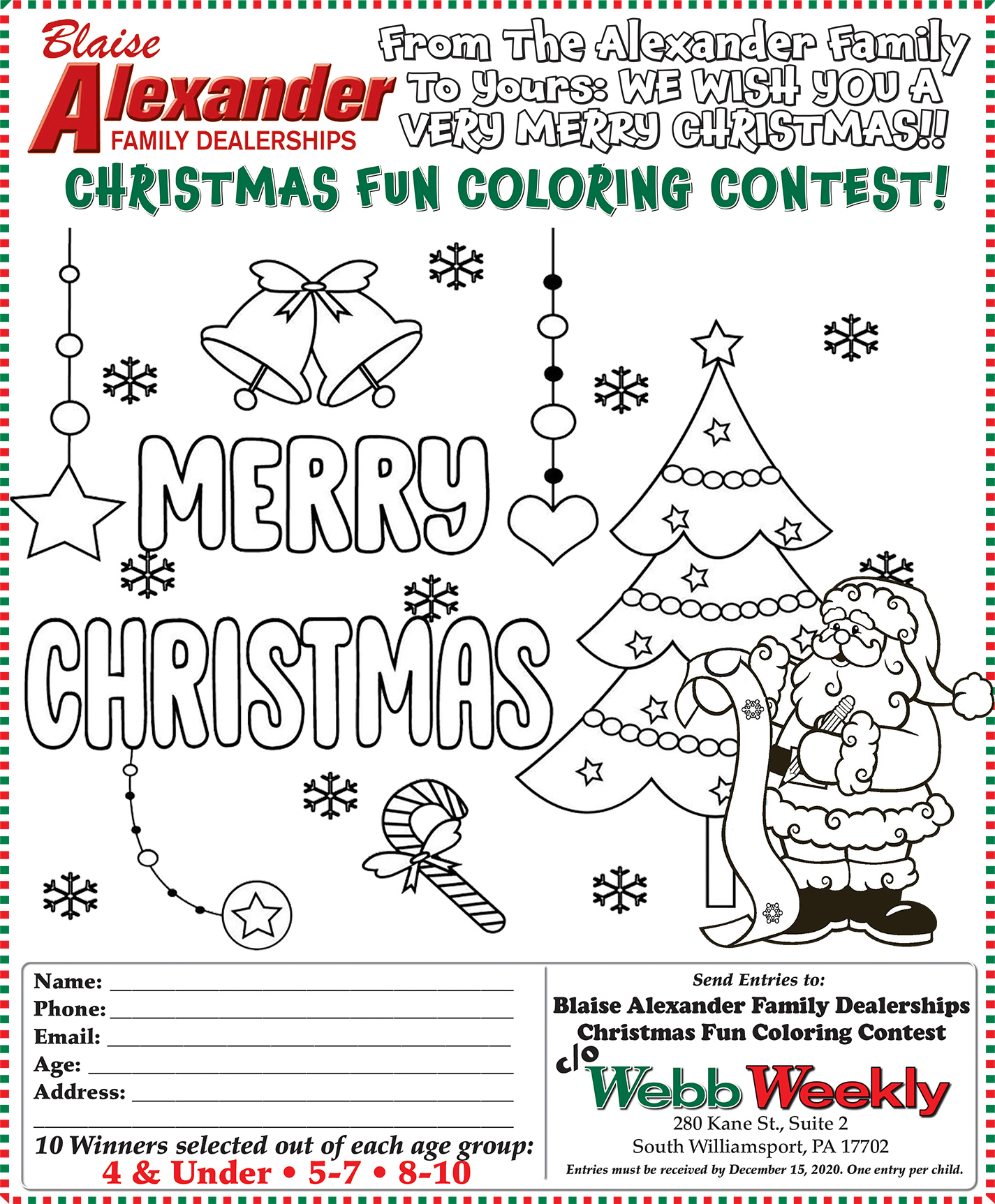 Christmas coloring contest â webb weekly online