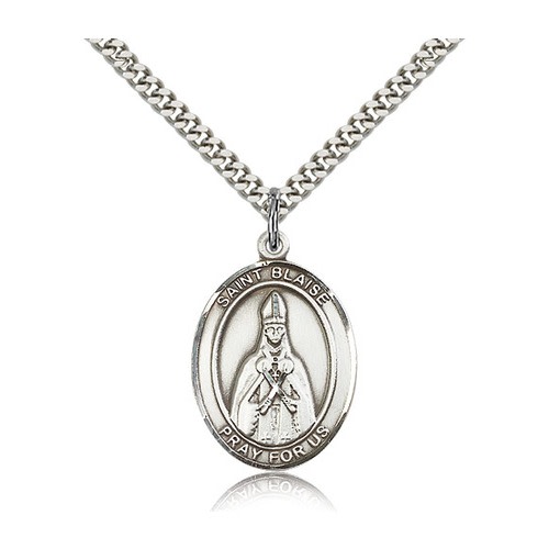 Sterling silver st blaise pendant w chain the catholic pany