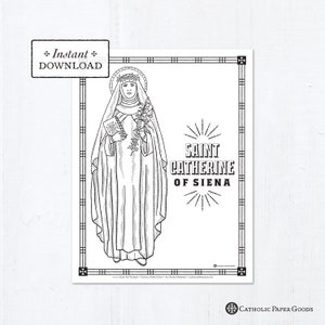 Catholic coloring page saint catherine of siena catholic saints printable coloring page digital pdf download now