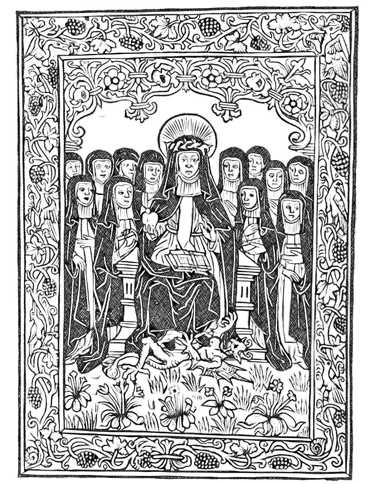 Catherine of siena with dominican nuns
