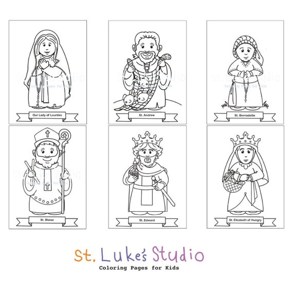 Collection of saints bundle volume of coloring pages for catholic kids digital download print yourself and color