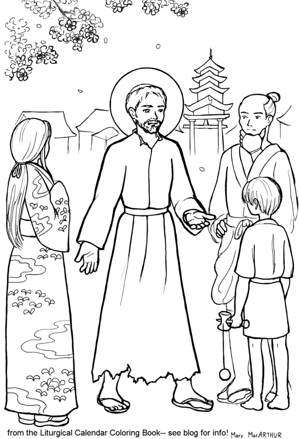 Snowflake clockwork st francis xavier coloring page