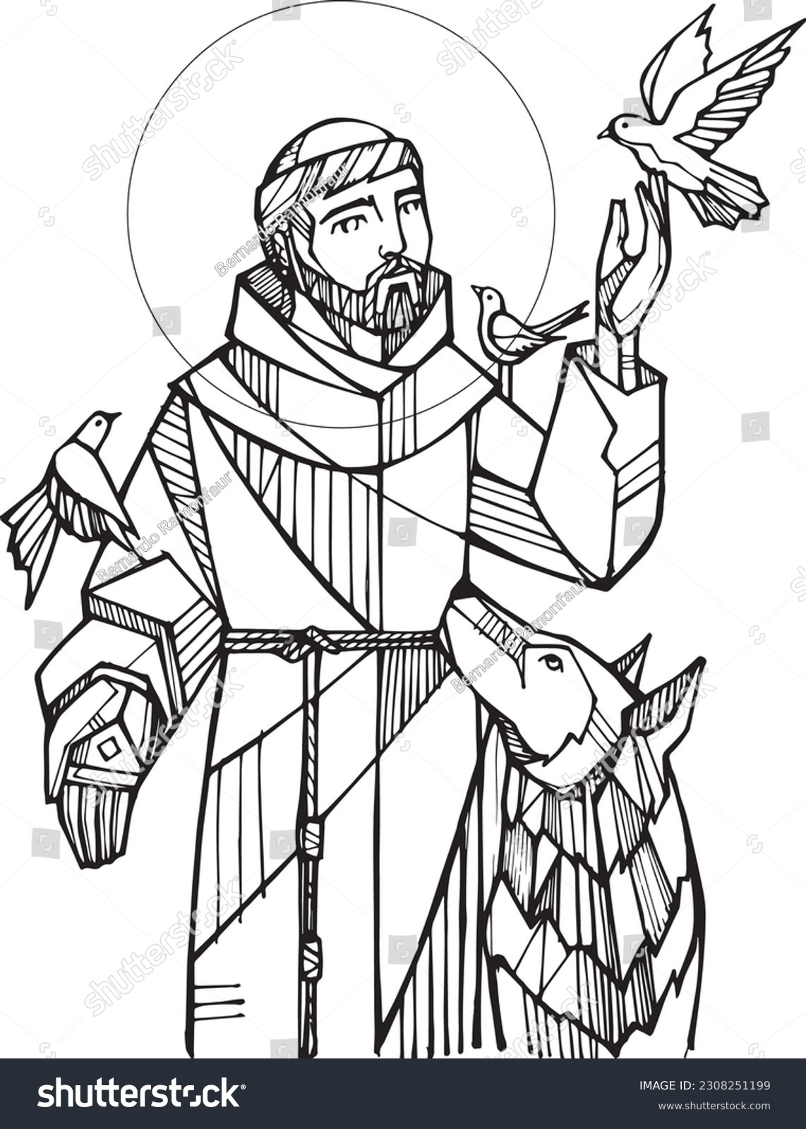 Hand drawn vector illustration drawing saint stock vector royalty free