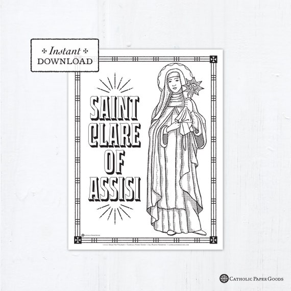Catholic coloring page saint clare of assisi catholic saints printable coloring page digital pdf