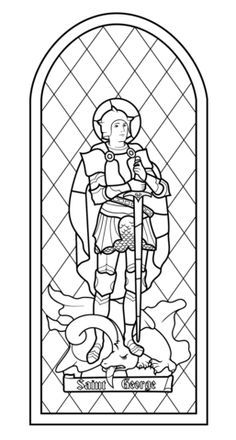 Saint george stained glass coloring page medieval stained glass glass painting patterns coloring pages