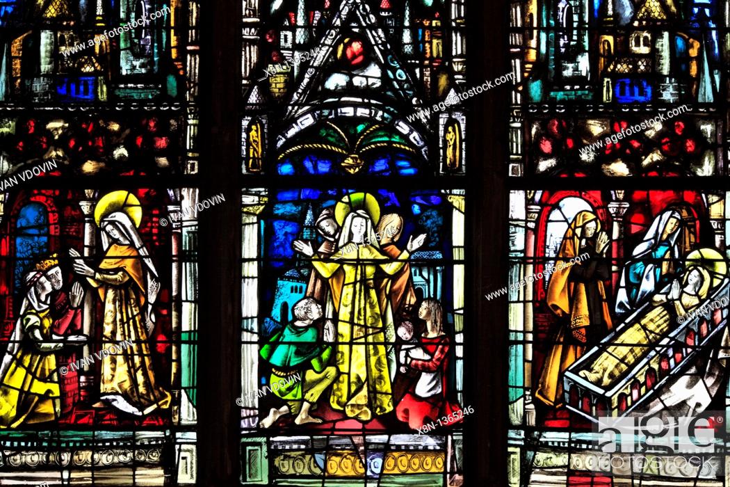 Stained glass window th century gothic church of st george selestat bas