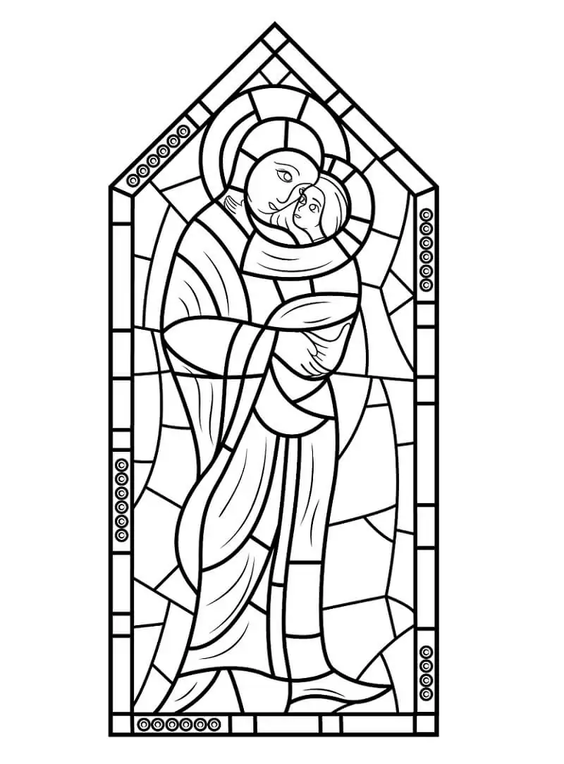 Saint george stained glass coloring page