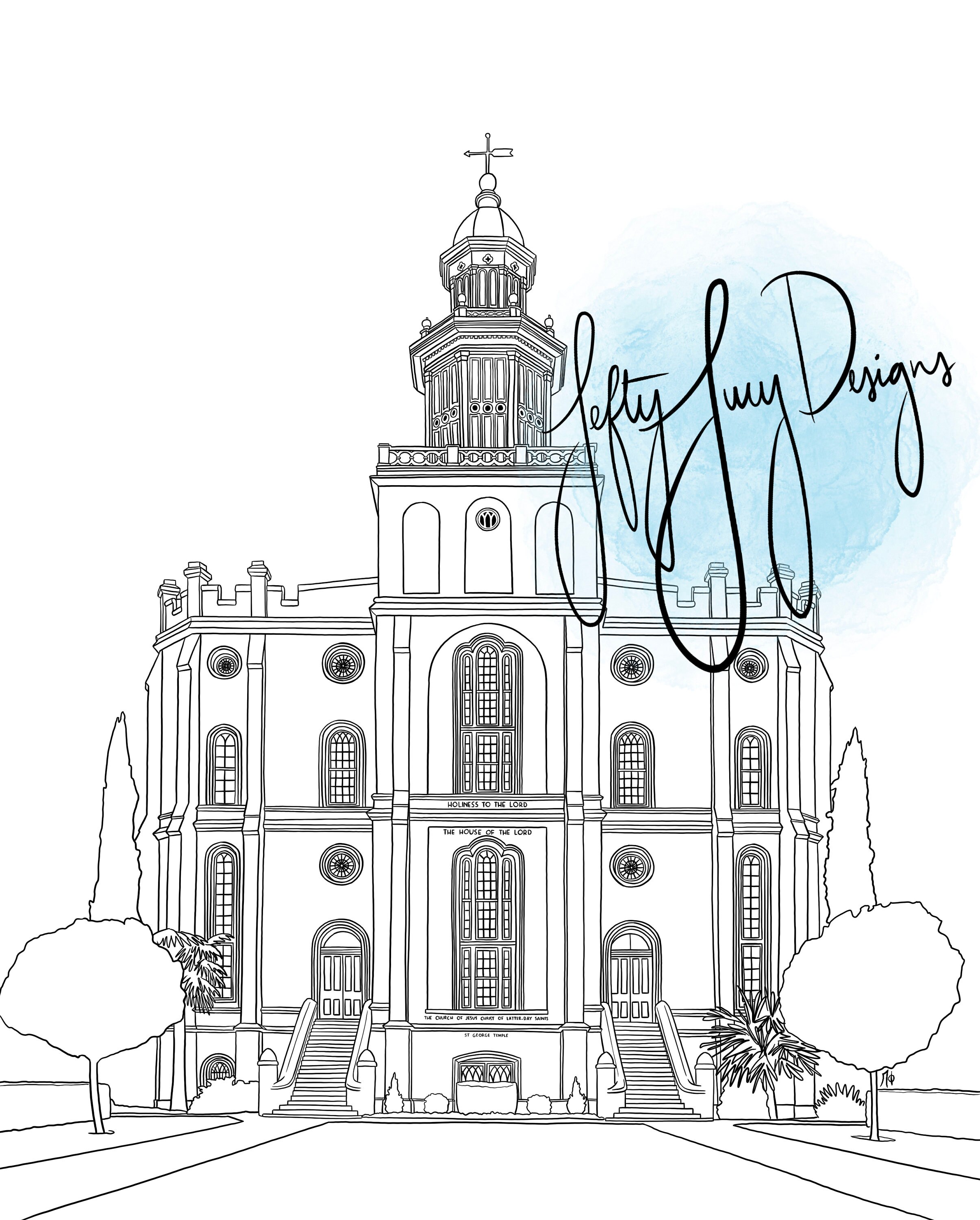 St george utah lds temple digital print