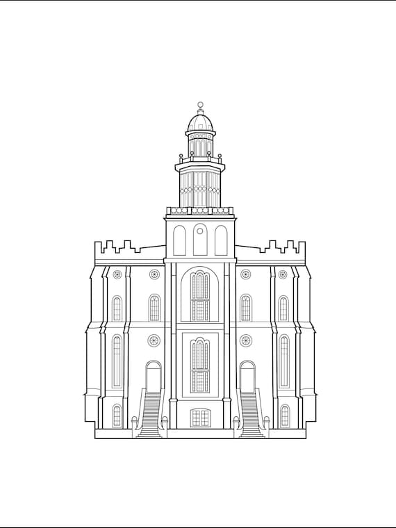 Digital st george temple vector digital glowforge lds temple clipart