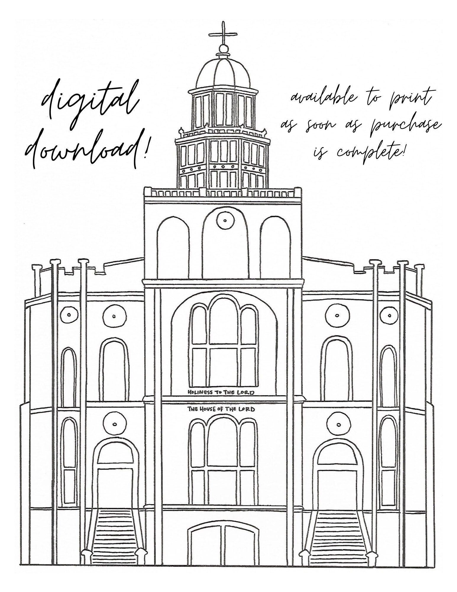 Printable saint george utah temple illustration