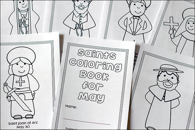 Free printable saints coloring book for may
