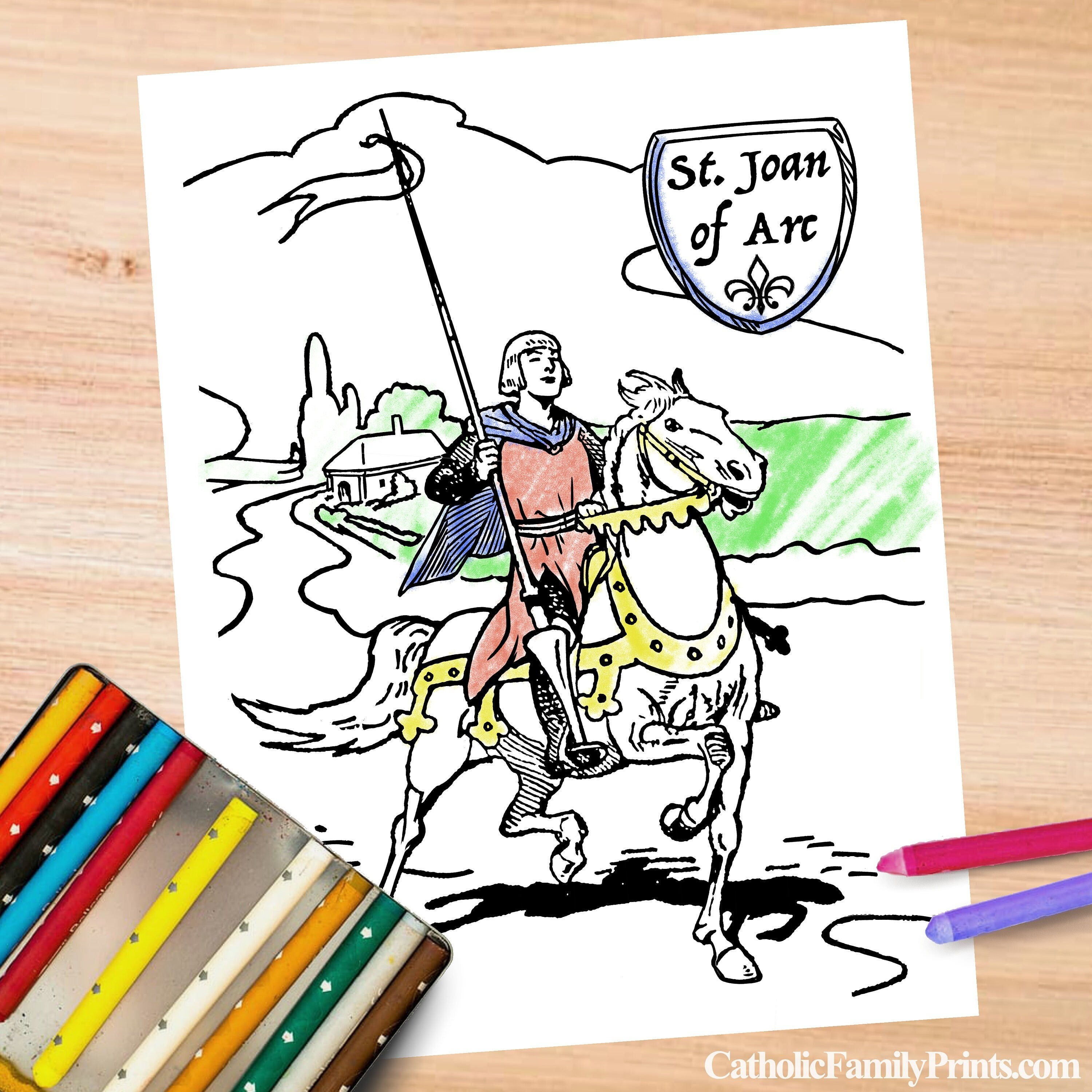 Saint joan of arc coloring page for catholics