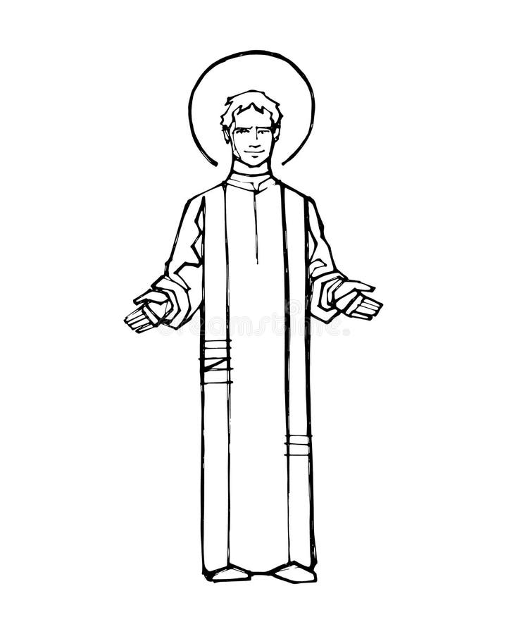 Saint john bosco hand drawn illustration stock vector
