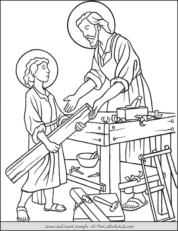 Saint joseph jesus workshop coloring page