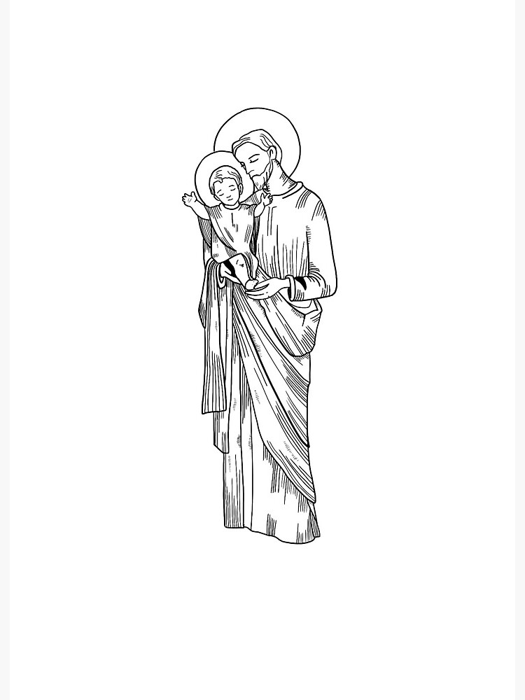 Saint joseph and the child jesus art board print for sale by cradlecatholic