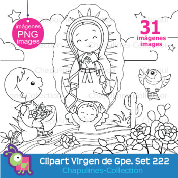 Clipart our lady of guadalupe and saint juan diego black and white set