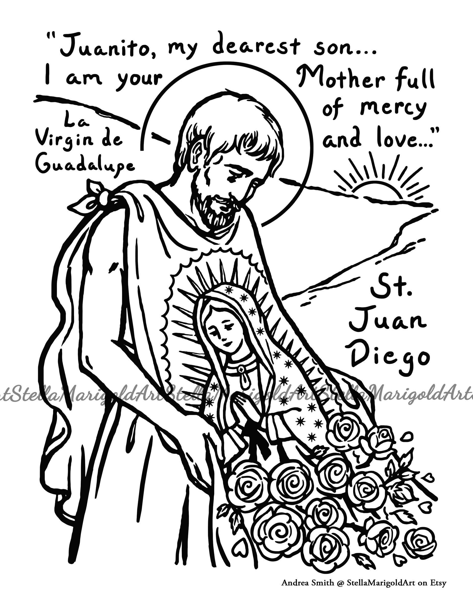 St juan diego coloring pages religioso nossa senhora de guadalupe guadalupe