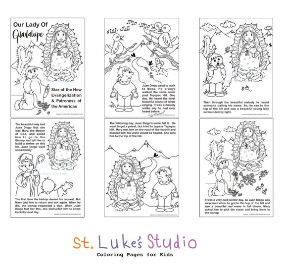 Our lady of guadalupe coloring and learning book for catholic kids digital download print yourself and color