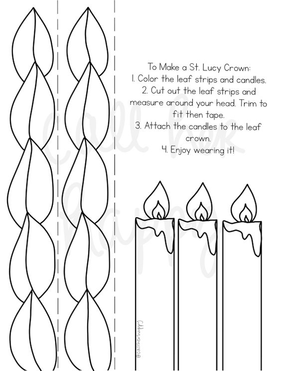 St lucy crown christmas printable coloring page sheet lazy