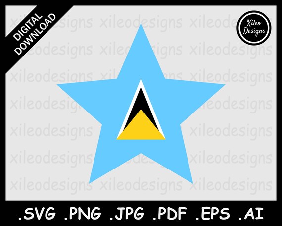 Saint lucia star flag svg st lucian star shape flag country nation national symbol digital vector cricut cut file eps png jpg jpeg pdf ai