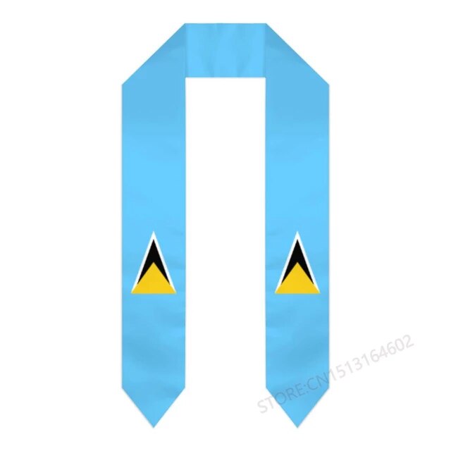 Custom name or logo saint lucia flag scarf graduation stole sash international study abroad class of shawl
