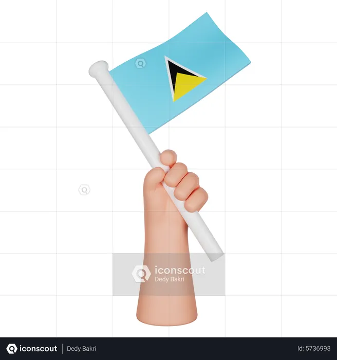 Hand holding a flag of saint lucia flag d icon download in png obj or blend format