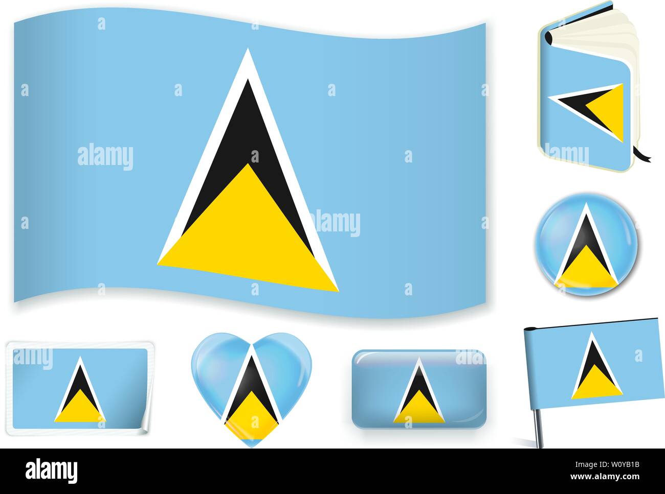 Saint lucia flag button hi